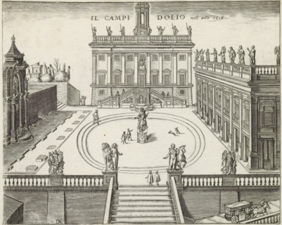 Il Campidolio nell ano 1618, Capitoline Hill in Rome, print, album page, View of the Capitol Hill