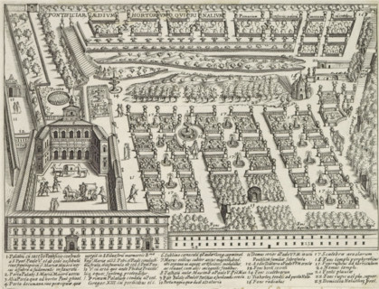 Palazzo del Quirinale and gardens on the Quirinal Hill in Rome, Pontifical Aedium Hortoriumque