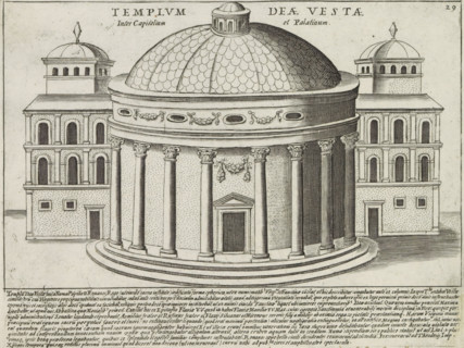 Temple of Vesta in Rome, Templum deae Vestae, Antiquae Urbis Splendor, Ancient monuments, print,