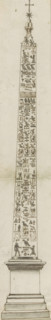 Egyptian obelisk, drawing, album page, The drawing is part of an album., Italy, c. 1550 - c. 1650,