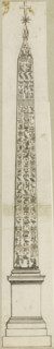 Egyptian obelisk, drawing, album page, The drawing is part of an album., Italy, c. 1550 - c. 1650,