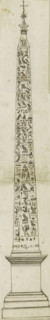 Egyptian obelisk, drawing, album page, The drawing is part of an album., Italy, c. 1550 - c. 1650,