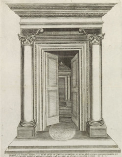 Temple of Romulus and Remus, Speculum Romanae Magnificentiae, print, album page, Caption in Latin.,
