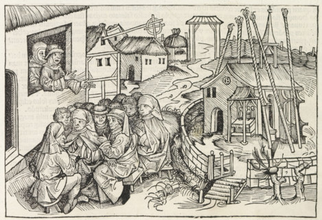 Hans Bohm of Niklashausen preaching, Liber Chronicarum, print, album page, book illustration, In a