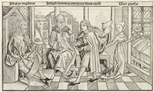 Joseph explains the Pharaoh's dreams, Liber Chronicarum, print, album page, book illustration,
