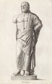 Aesculapius, Sculpture of Asklepios, print, album page, Series number 3, 12, Classical sculpture of