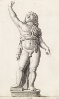 Sculpture of Amor, Cupid, print, album page, Series number, 4, 12, Classical sculpture of a boy