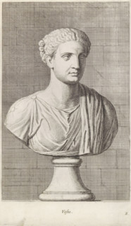 Vesta, Bust of the goddess Vesta, print, album page, Series number, 5, 12, Classical bust of a