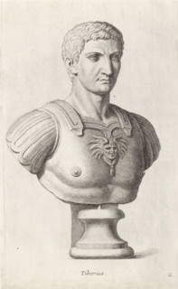 Tiberius, Bust of Emperor Tiberius, print, album page, Series number, 7, 12, Bust of a young man