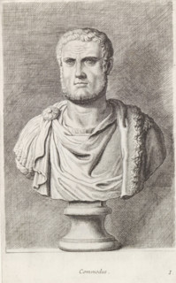 Bust of Emperor Commodus, Commodus, print, album page, Series number, 9, 12, Classical bust of a