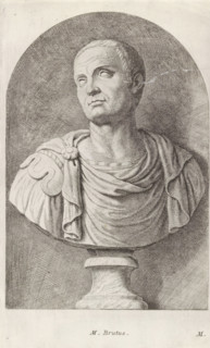 M. Brutus, Bust of Marcus Junius Brutus, print, album page, Series number, 12, Classical bust of a