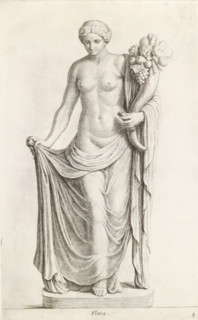 Sculpture of Flora, Flora, print, album page, Series number, 4, 98, Classical sculpture of a woman,