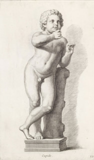 Sculpture of Amor, Cupid, print, album page, Series number, 12, 98, Classical sculpture of a boy