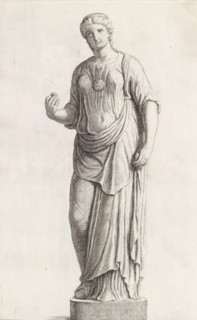 Sculpture of a standing woman, print, album page, Series number, 14, 98, Classical sculpture of a