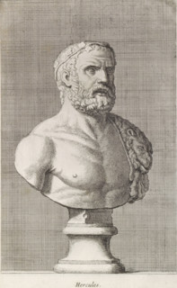 Hercules, Bust of Hercules, print, album page, Series number, 19, 98, Classical bust of Hercules.