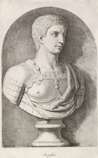 Augustus, Bust of Emperor Augustus, print, album page, Series number, 23, 98, Classical bust of a