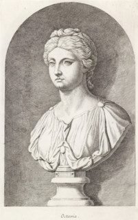 Octavia, Bust of Octavia, print, album page, Series number, 26, 98, Classical bust of a woman. She
