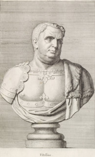 Vitellius, Bust of Emperor Vitellius, print, album page, Series number, 27, 98, Classical bust of a