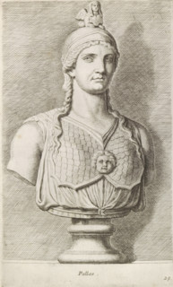 Pallas, Bust of Minerva, print, album page, Series number, 29, 98, Classical bust of Minerva with a
