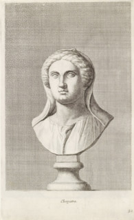 Bust of Cleopatra, Cleopatra, print, album page, Series number, 32, 98, Classical bust of a woman,