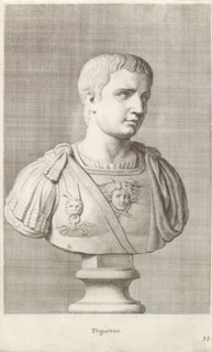 Bust of Emperor Trajan, Trajan, print, album page, Series number, 33, 98, Classical bust of a young