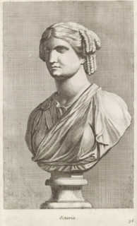 Bust of Octavia, Octavia, print, album page, Series number, 36, 98, Classical bust of a young woman