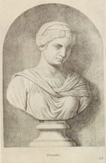 Terentia, Bust of Terentia, print, album page, Series number, 39, 98, Classical bust of a woman