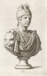 Bust of Minerva, Pallas, print, album page, Series number, 44, 98, Classical bust of Minerva with