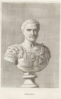 Bust of Antoninus, Antoninus, print, album page, Series number, 48, 98, Classical bust of a man in