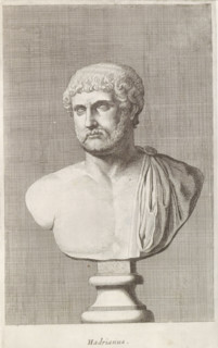 Bust of Emperor Hadrian, Hadrian, print, album page, Series number, 49, 98, Classical bust of a
