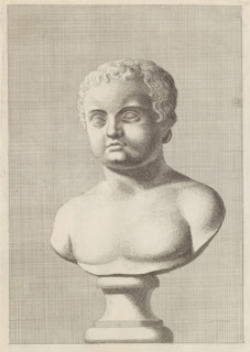 Bust of a boy, print, album page, Series number, 57, 98, Classical bust of a boy with a bare torso,