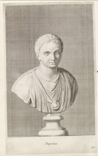 Bust of Papirius, Papirius, print, album page, Series number, 59, 98, Classical bust of a man with