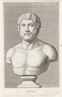 Hadrian, Bust of Emperor Hadrian, print, album page, Series number, 61, 98, Classical bust of a
