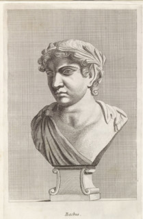 Bachus, Bust of Bacchus, print, album page, Series number, 63, 98, Classical bust of the god