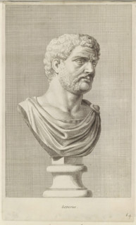 Severus, Bust of Severus, print, album page, Series number, 64, 98, Classical bust of a bearded