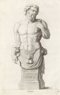 Herme of Priapus, seen from the front, Priapus, print, album page, Series number, 65, 98, with a