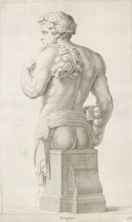 Herme of Priapus, seen from behind, Priapus, print, album page, Series number, 66, 98, with a