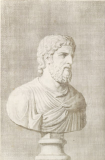 Bust of a bearded man, facing right, print, album page, Series number, 79, 98, with a series of