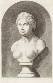 Bust of a woman with a crown, print, album page, Series number, 80, 98, with a series of prints