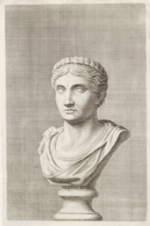 Bust of a young man with laurel wreath, facing left, print, album page, Series number, 82, 98, with