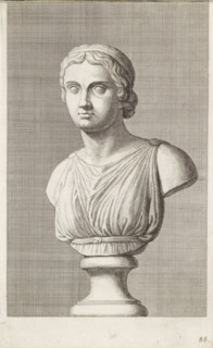 Bust of a woman in a toga, print, album page, Series number, 88, 98, with a series of prints after
