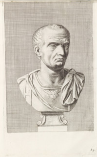 Bust of a man with breastplate, facing right, print, album page, Series number, 89, 98, with a