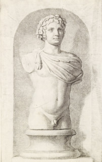 Sculpture of a faun, print, album page, Series number, 93, 98, with a series of prints after the