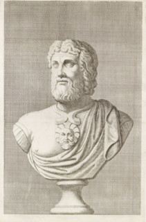 Bust of a bearded man, facing left, print, album page, Series number, 94, 98, with a series of