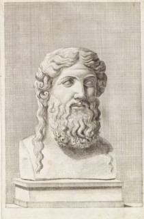 Bust of a Bearded God, print, album page, Series number, 95, 98, with a series of prints after the