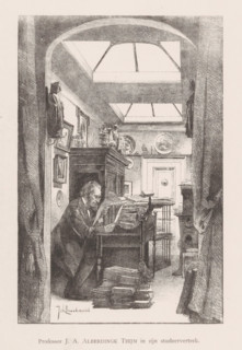 Professor JA Alberdingk Thijm in his study, Josephus Albertus Alberdingk Thijm in his study, print,