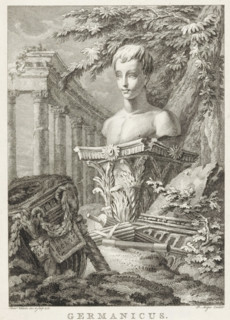 Germanicus, Bust of Germanicus in a landscape, Title page for: Lucretia Wilhelmina van Merken,