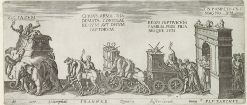De iure triumphali Ioannes Zonara historiarum tomo 2 Plutarch, Triumph procession with elephants,
