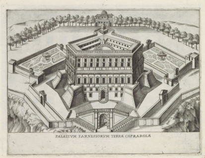 View of Villa Farnese in Caprarola, Palatium Farnesiorum terrae Caprarolae, Famous buildings in