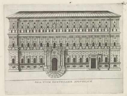 Façade of a Roman palace, Palatium Cancellariae Apostolicae, Famous buildings in Rome and beyond,